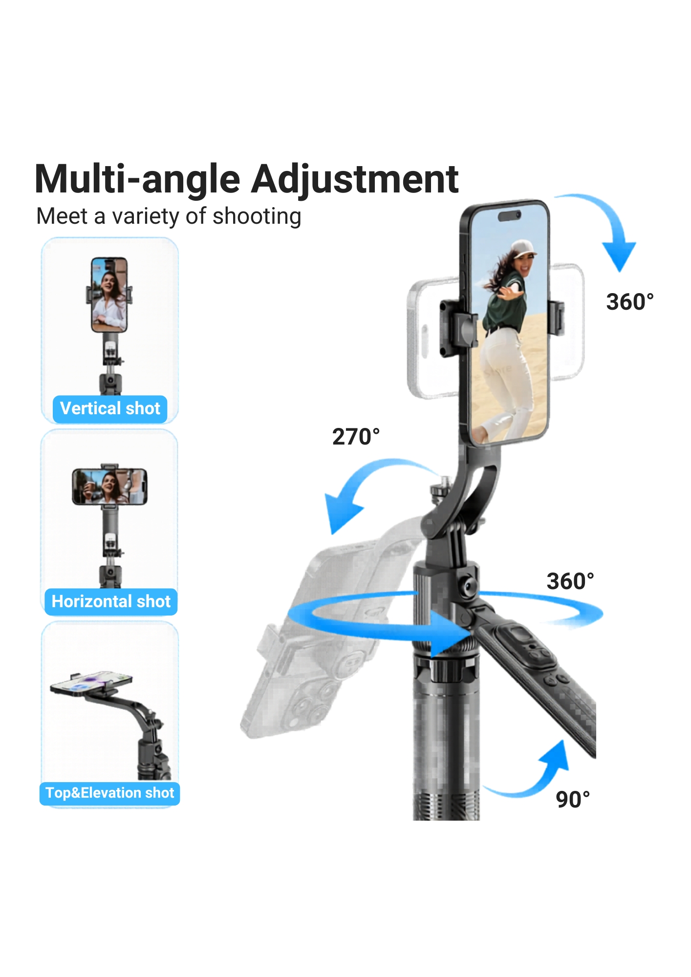 TOKQI C17 AI Face Tracking Adjustable Quadripod Selfie Stick